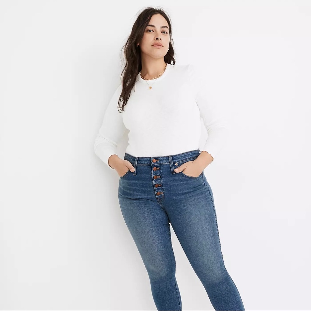 NWT Madewell 10" High-Rise Button-Front Skinny Jeans